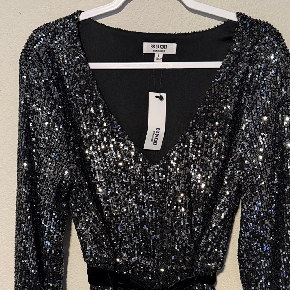 BB Dakota Sparkling Black Sequin Dress